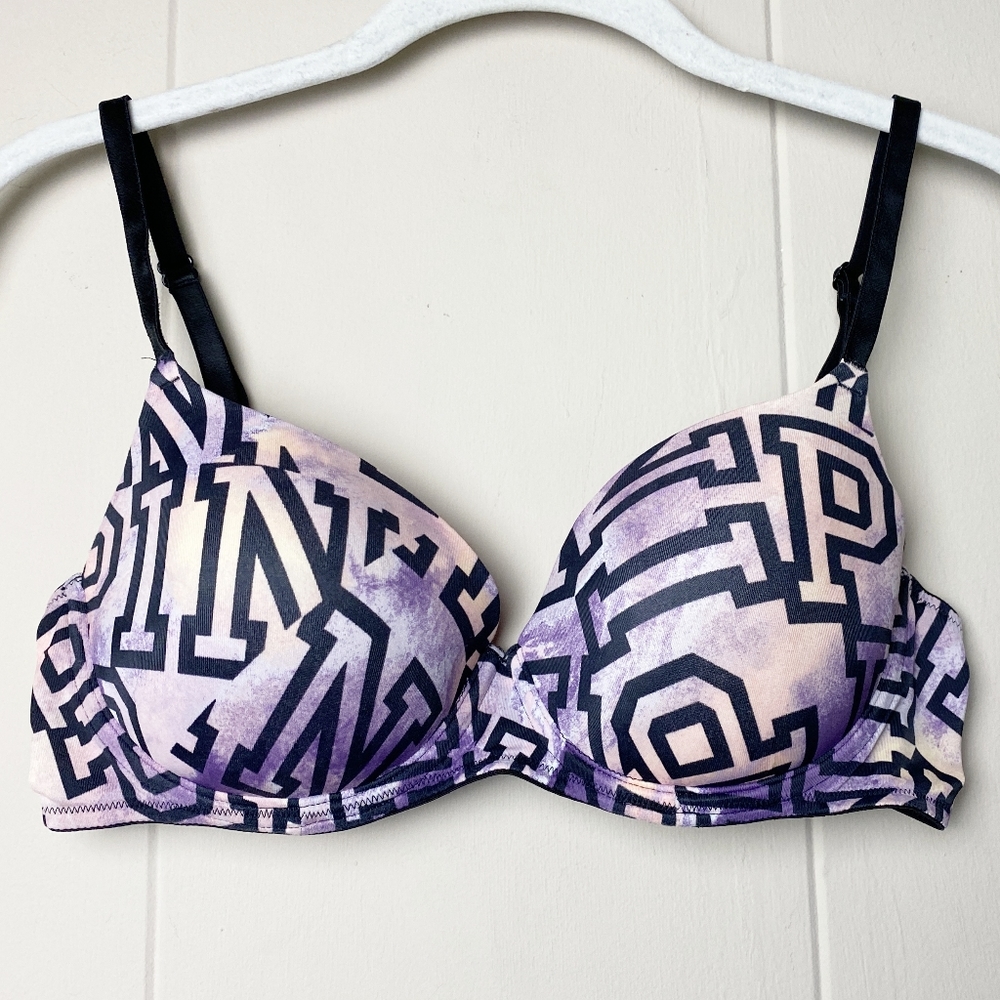 PINK Victoria's Secret Wear Everywhere Lightly Lined Bra 34C tie dye underwire